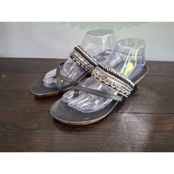 NWOB Reaction Kenneth Cole Great Time Rhinestone & Jewels Thong Sandals/Sz. 9M - Picture 3 of 9